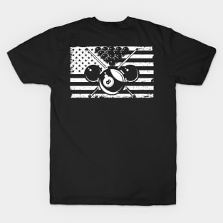 Billiards Pool American USA Flag 8 Stars T-Shirt